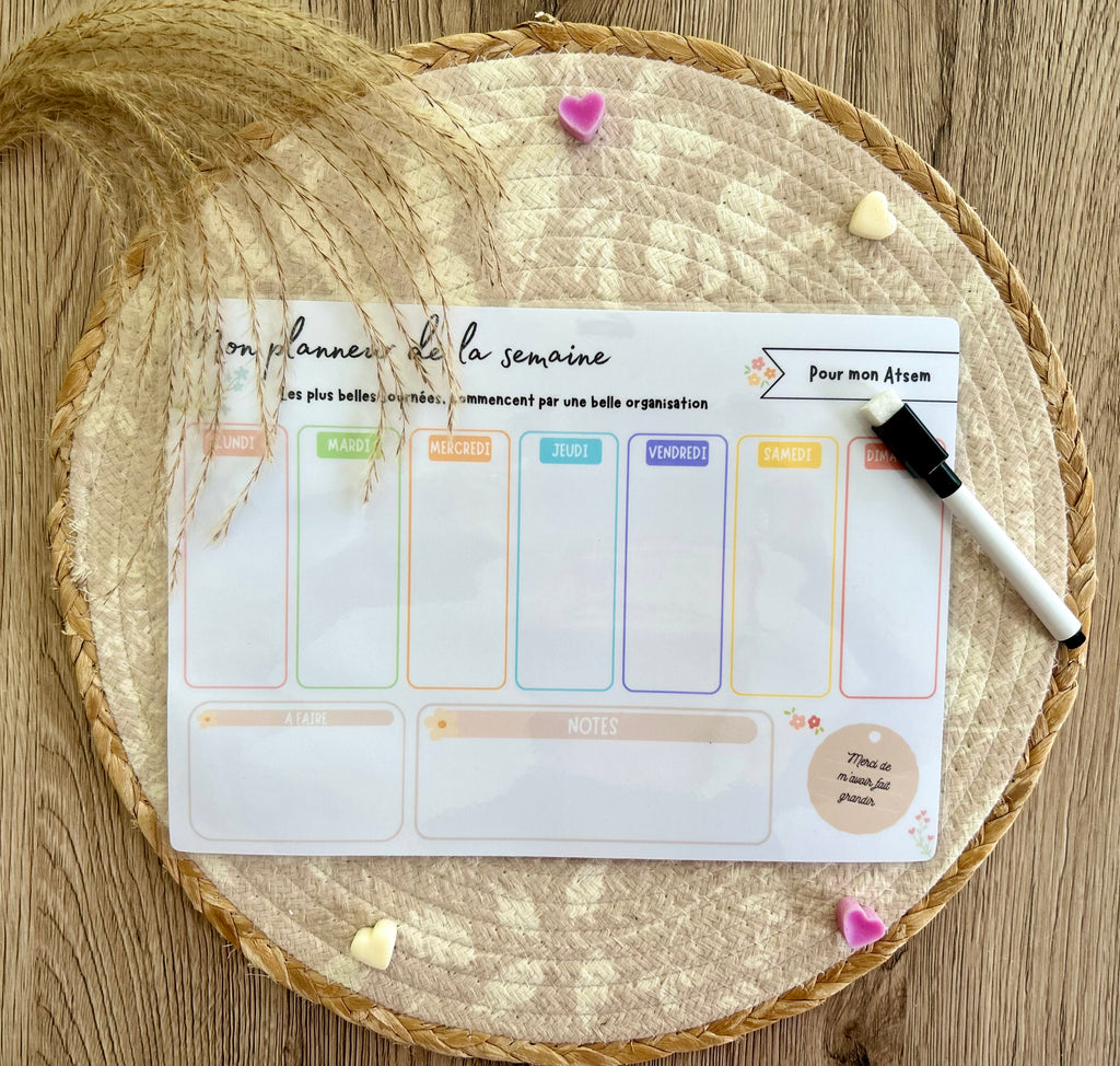 PLANNER RÉUTILISABLE MAÎTRESSE/NOUNOU/ATSEM